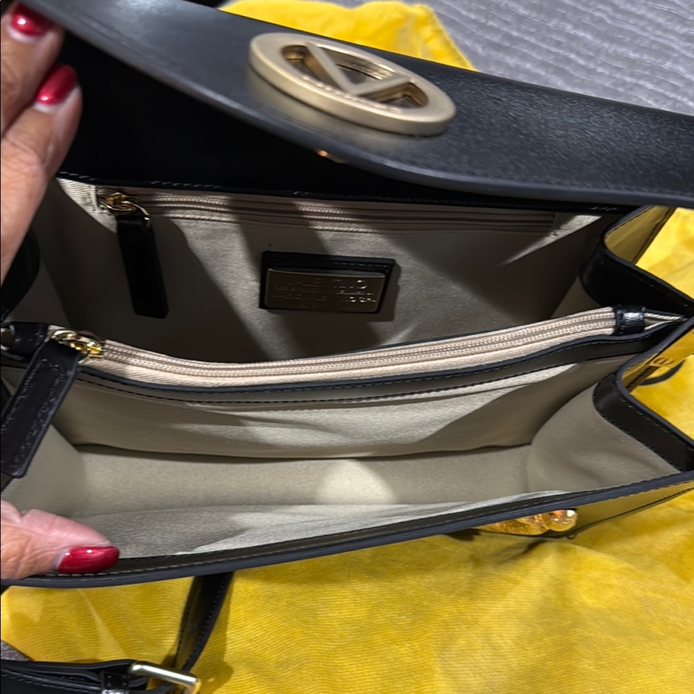 Valentino Black and Gold Crossbody Bag with V Logo - Picture 4 of 5